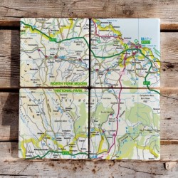 OS Map Ceramic Four Coaster Set - North York Moors National Park
