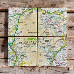 OS Map Ceramic Four Coaster Set - Dartmoor National Park