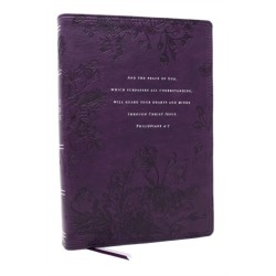 Peace of God Bible: Discover and Experience God's Shalom Throughout the Bible (NKJV, Purple Leathersoft, Red Letter, Comfort Print)