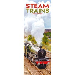 Steam Trains Slim Calendar 2026  Trains Slimline Calendar - 12 Month