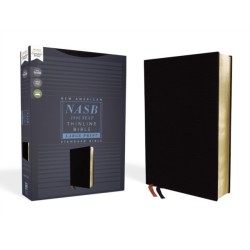 NASB, Thinline Bible, Large Print, Bonded Leather, Black, Red Letter, 1995 Text, Comfort Print