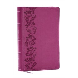 NKJV Personal Size Large Print Bible with 43,000 Cross References, Pink Leathersoft, Red Letter, Comfort Print