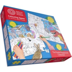 Kids' Colouring Jigsaw 2 x 100 Piece Puzzles Set (Includes 6 Colouring Pencils)