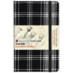 Waverley S.T. (M): Black & White Pocket Genuine Tartan Cloth Commonplace Notebook