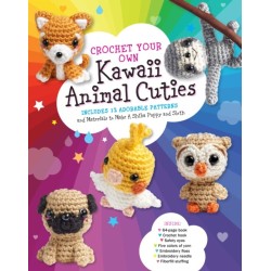 Crochet Your Own Kawaii Animal Cuties: Includes 12 Adorable Patterns and Materials to Make a Shiba Puppy and Sloth - Inside: 64 page book, Crochet hook, Safety eyes, Five colors of yarn, Embroidery floss, Embroidery needle, Fiberfill stuffing