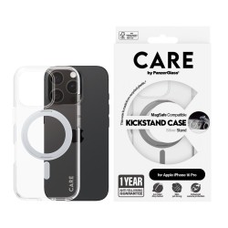 CARE iPhone 16 Pro Case Silver Kickstand & MagSafe