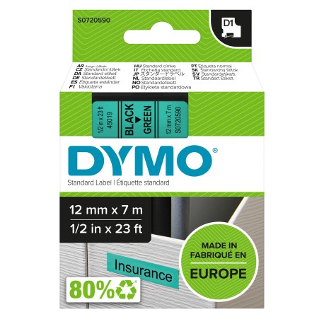 Tape D1 12mmx7m black/green