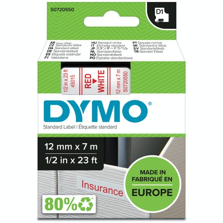Tape D1 12mmx7m red/white