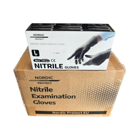 Nordic Protect Premium Nitrilhandsker Sort, Large (100 stk)