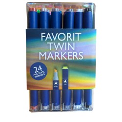 Favorit Twin Markers, Dual 2-i-1 tusch - 24 stk i æske