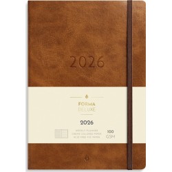 Mayland: A5 Forma Deluxe ugekalender tværf. brun kunstskind 2026