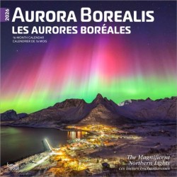 Aurora Borealis Les aurores boreales 2026 Square Flap English French Foil Calendar