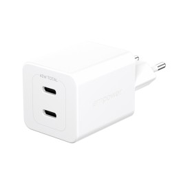 EMPOWER Turbo 45W Dual Charger 2x USB-C EU, Silver White