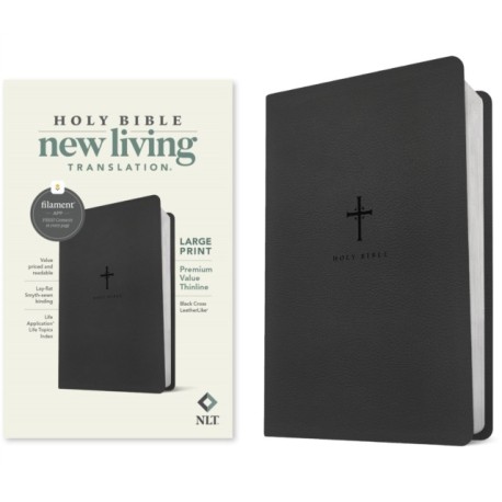 NLT Large Print Premium Value Thinline Bible, Filament Enabled (Leatherlike, Black Cross)