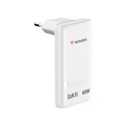 VERBATIM Fold 'n' Go GaN Charger 65W EU 2xUSB-C, White