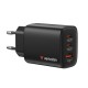 VERBATIM Essentials GaN Charger 65W EU 3-port Black