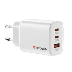 VERBATIM Essentials GaN Charger 65W EU 3-port White
