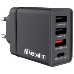 VERBATIM CHR-30EU1 4-port USB Charger Black EU