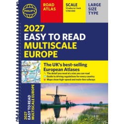 Philip's 2027 Easy to Read Multiscale Road Atlas of Europe: A4 Spiral edition