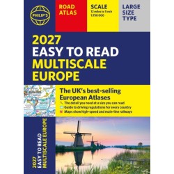 Philip's 2027 Easy to Read Multiscale Road Atlas of Europe: A4 Paperback