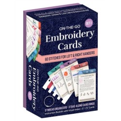 On-The-Go Embroidery Cards Set 1: 60 Stitches for Left & Right Handers, 3 Thread Organizers, 3 Take-Along Rings