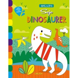 Mal og leg: Seje dinosaurer - med farver og pensel - [RODEKASSE/DEFEKT]