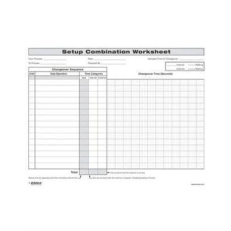 Quick Changeover: Setup Combination Worksheet: Setup Combination Worksheet