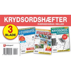 Krydsords samleposer med 3 blade. Sværhedsgrad MELLEM ***: Assorteret 3 stk per pose.