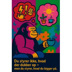 Mentale mini-skift med gorillaen: 30 unikke illustrationer i postkortstørrelse med metakognitive, metaforiske motiver på forsiden og korte tekster på bagsiden – skabt til mentale mini-skift og nye perspektiver.