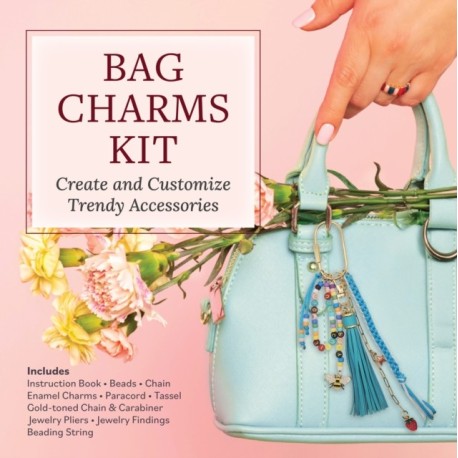 Bag Charms Kit: Create and Customize Trendy Accessories - Includes: Instruction Book, Beads, Chain, Enamel Charms, Paracord, Tassel, Gold-toned Chain & Carabiner, Jewelry Pliers, Jewelry Findings, Beading String