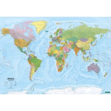 World map, political - physical Poster