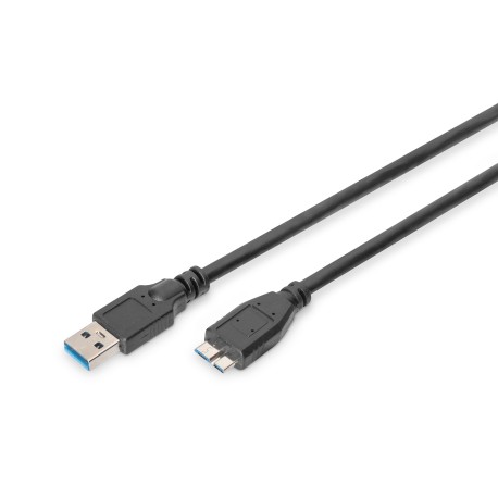 DIGITUS USB-A to Micro-B cable 1 m USB 3.0, Black