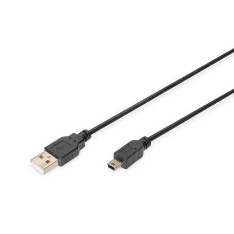 DIGITUS USB-A to Mini-B cable 3 m USB 2.0, Black