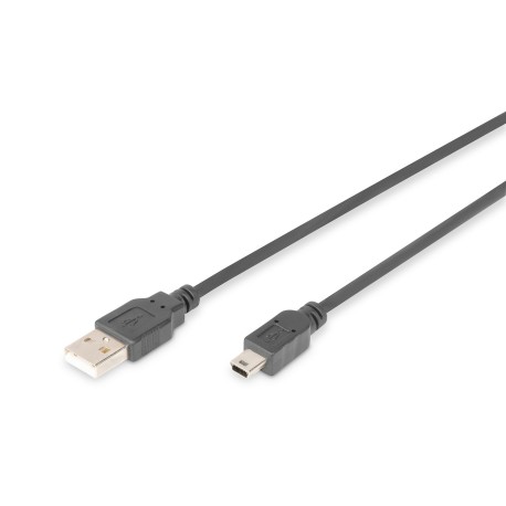 DIGITUS USB-A to Mini-B cable 3 m USB 2.0, Black