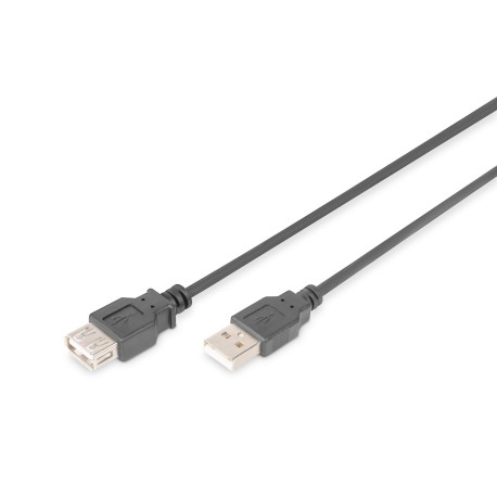 DIGITUS USB-A extension cable 5 m USB 2.0, Black