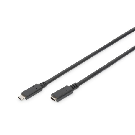 DIGITUS USB-C extension cable 0.7 m 10 Gbps 5A, Black