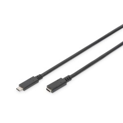 DIGITUS USB-C extension cable 2 m USB 2.0, Black