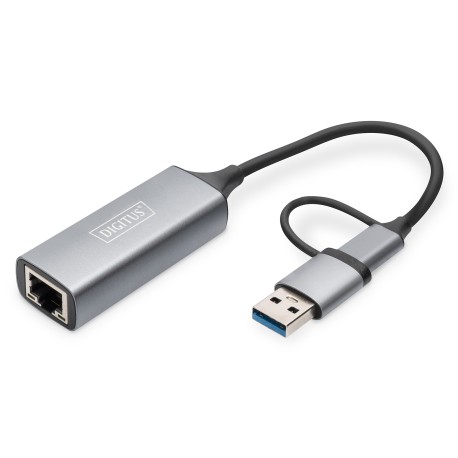 DIGITUS Gig Eth Adp 2.5G USB-C+USB A