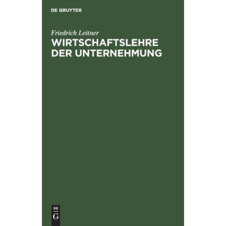 Wirtschaftslehre Der Unternehmung