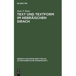 Text und Textform im hebraischen Sirach