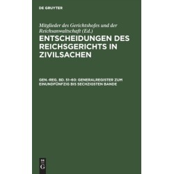 Generalregister Zum Einundfunfzig Bis Sechzigsten Bande