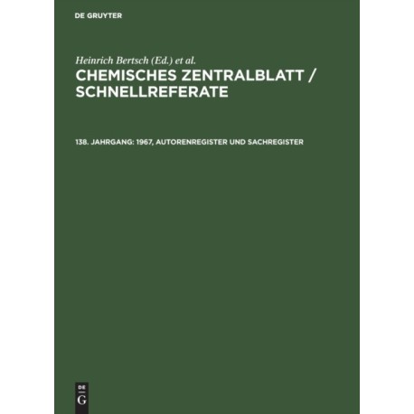 1967, Autorenregister Und Sachregister