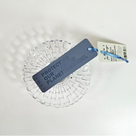 Recycled Leather Bookmark - Dusty Blue
