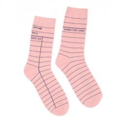 Library Card Pink Socks102804Lrg