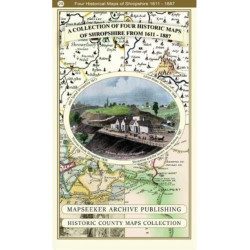 A Shropshire 1611 - 1836 - Fold Up Map that features a collection of Four Historic Maps, John Speed's County Map 1611, Johan Blaeu's County Map of 1648, Thomas Moules County Map of 1836 and a Map of the Severn Valley Railway in 1887.The maps also feature 